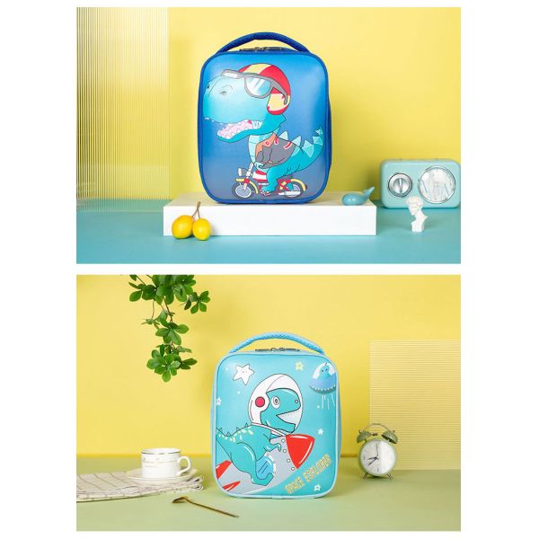 Customized Color Cartoon Dinosaur Space Insulated Kids Lunch Box Bag with Insulation