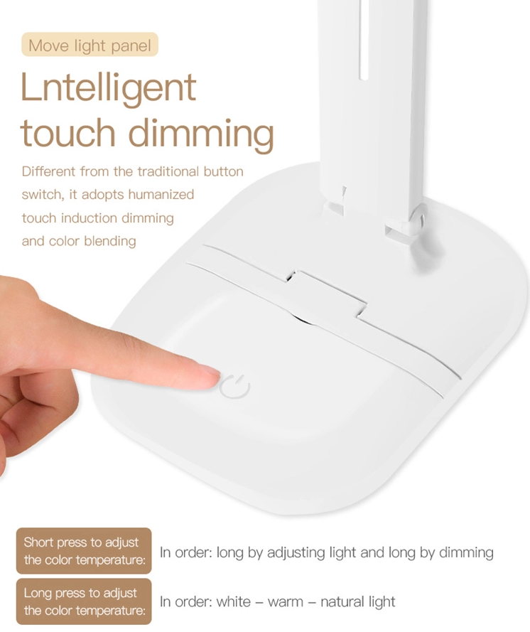 Лампа с регулируемой яркостью, складная лампа исследования ABS 2000MAH чтения стола 7W