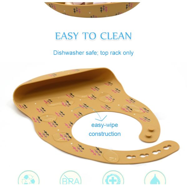 Custom Soft Waterproof EN71 Baby Food Catcher Bib Food Grade