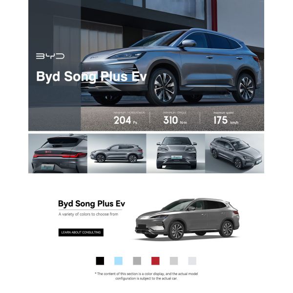 Byd New EV Car Phev Byd Song Plus Dmi Dm-I 160km Flagship Model New Used Electric Vehicles High Performance Byd Song Plus