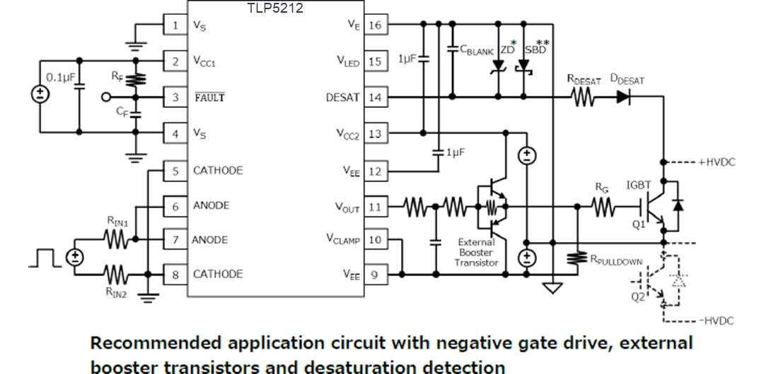 Принципиальная схема применения - Photocoupler привода ворот Тошиба TLP5212 IGBT Optocoupler 25mA привода ворот выхода логики TLP5212 для промышленного