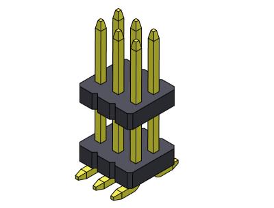 Da pilha dupla da fileira de Pin Header Connector 1.27mm Serise tipo reto de SMT com Pegs 2*3 PIN To 2*40PIN SQ0.40mm