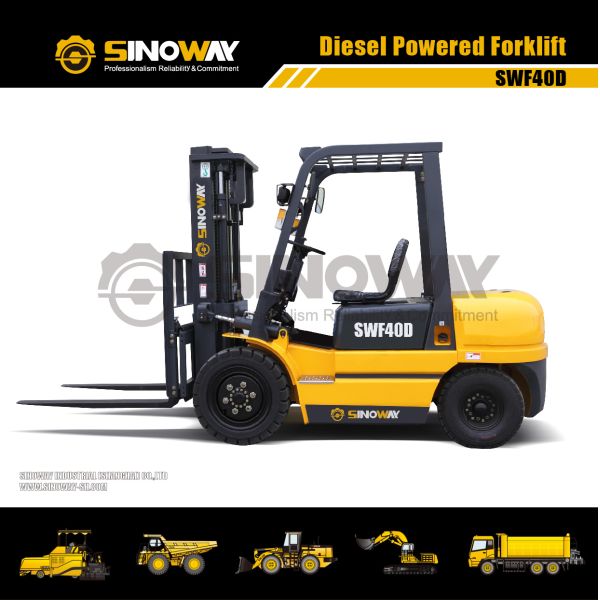 Four Ton Diesel Forklift 60.3KW/2450rpm Rated Power Mitsubishi Engine