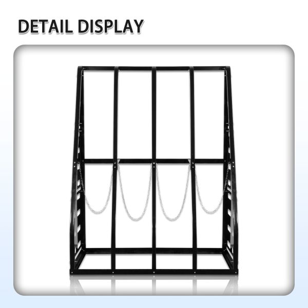 4 Slot Vertical Bar Rack High Carbon Steel Anti-Rust Adjustable Chain Lock Side Board Stepped-Wedge Anti-Tip Design