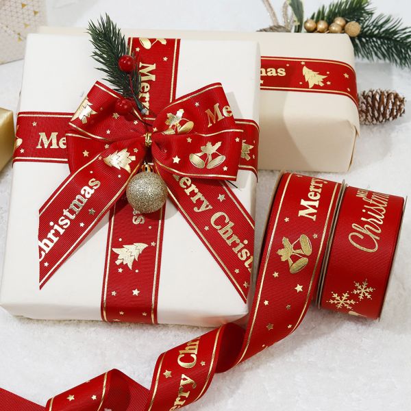 Cinturón de Navidad impreso en papel de oro Cinturón de Navidad personalizado rojo