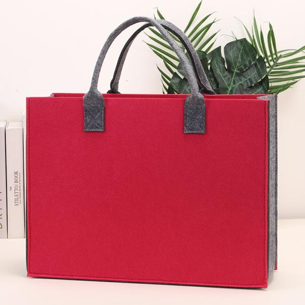 Felt Tote Bag Reusable Lightly Heavy Duty Grocery Tote Bag With Handles Shopping Felt Bags Wholesale Custom Simple Letter Logo Eco-Friendly Durable Multi-Scenario Suitable Felt Shopping Tote Bag
