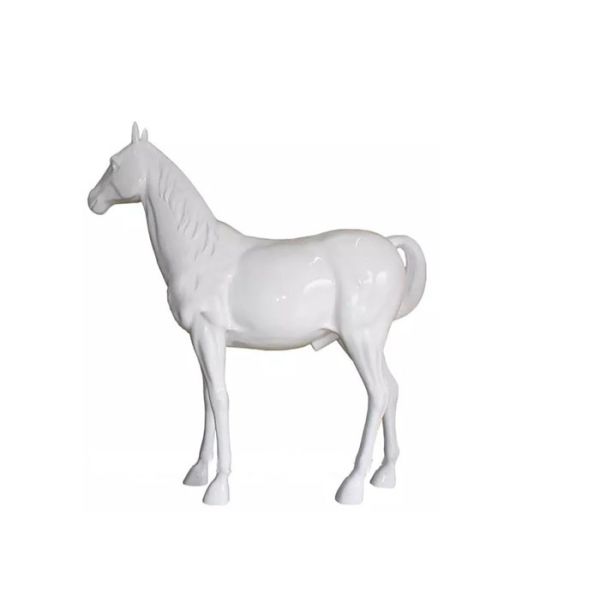 La sculpture extérieure moderne en fibre de verre de cheval blanc a peint