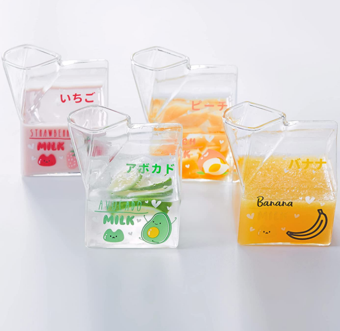 Mini Clear Custom Drinking Cups Square Cocktail Glasses Milk Carton 12oz