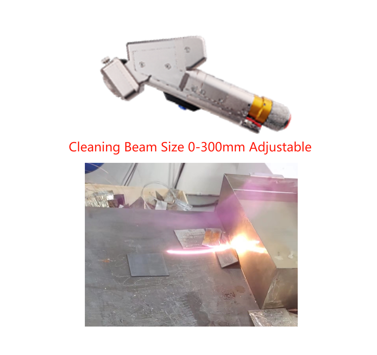 Máquina de limpieza láser de fibra de motor único de mano 50 - 500 mm longitud de enfoque estándar ajustable