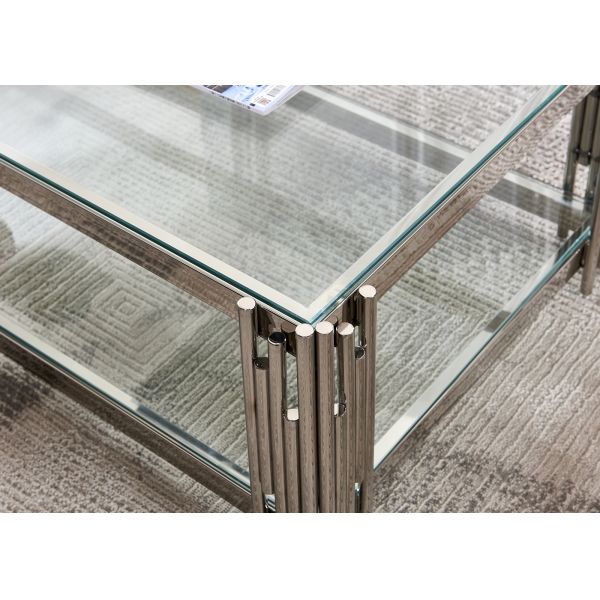Stainless Steel Base Tempered Low Glass Top Postmodern Coffee Table 40cm High