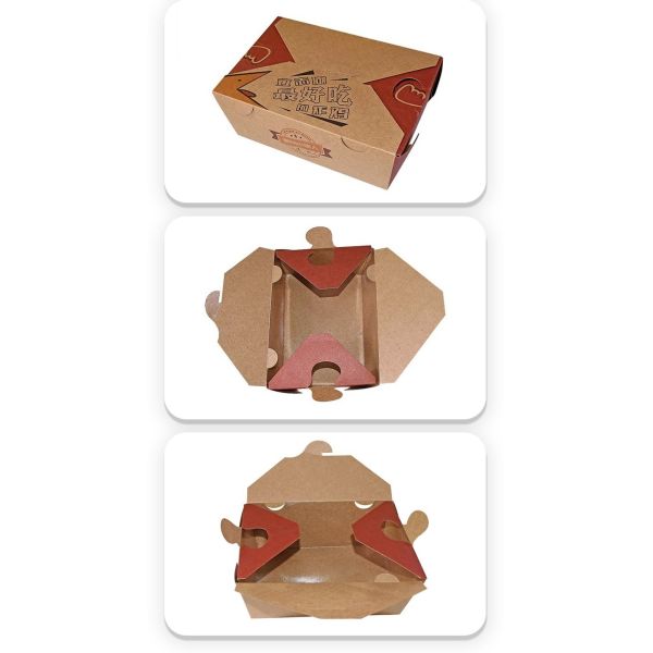 Disposable Takeout Kraft Paper Meal Prep Food Container for Fruit Vegetable Box Lunch