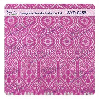 Corded Lace Fabric with Scallop / SGS Tested For Women Top and Dress  Fastness