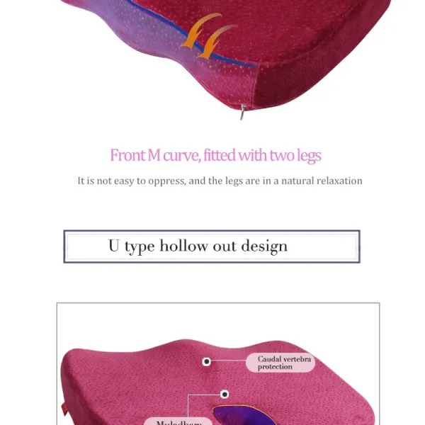 Customized Color Coccyx Orthopedic Memory Foam Car Office Chair Seat Cushion for Comfort
