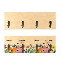 Plaque de porte-clés en bois rectangulaire à sublimation simple montée sur le mur avec des crochets pour l'impression photo à sublimation