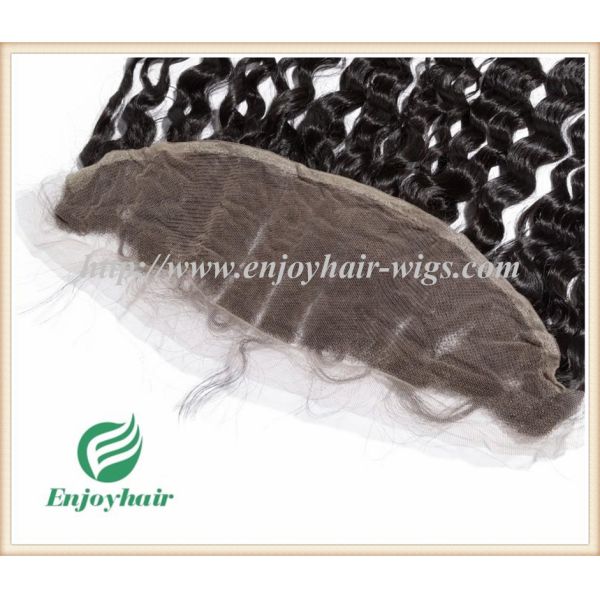 Brazilian virgin hair lace frontal 13''x4'' ,natural color deep wave 10''-24''L hairpiece