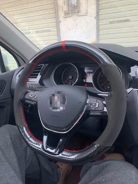 Hand Stitching Carbon Soft Suede Steering Wheel Cover for Volkswagen Golf 7 UP Polo Jetta Passat B8 VW Tiguan Sharan Touran