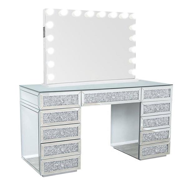 Bedroom Wood Hollywood Mirror And Vanity Dressing Table With Lights