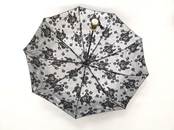 Waterproof Fabric 9 Panels Auto Open Close Umbrella In Black Color With Printed Handle