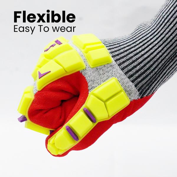 Des gants TPR de qualité industrielle, de couleur rouge sableux et nitrile, avec une protection contre les chocs et des performances antidérapantes améliorées.