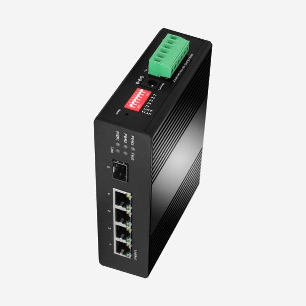 12-57V DC 4 portas Industrial 100 Mbps Ethernet Switch 10 100 Mbps RJ45, 2K MAC