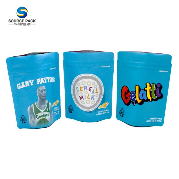 Резистентный к детям пакет для упаковки травы Майлар, герметичное закрытие циппера для бисквит с жвачками