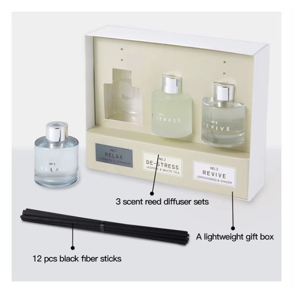 50ml X 3 Glass Bottle Reed Stick Diffuser Customized Hotel Scent Diffuser Home Fragrance Gift Box