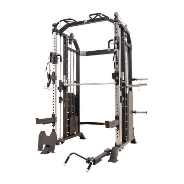 Integrated Gym Trainer Power Rack Fitness Rack in Silver Grey for All-in-One Training