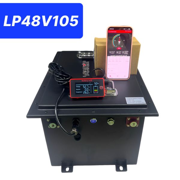 48V 105Ah 51.2V LiFePO4 Golf Cart Battery, 250A BMS, 4000+ Cycles Lithium Battery, Max 12.8kW Power