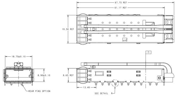 2170773-6 QSFP28 Cage 28 Gb/s Press-Fit Through Hole With Light Pipe