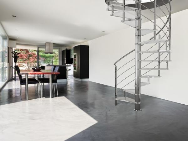 Indoor / Outdoor Modern Steel Spiral Stairs With Stainless Balustrade