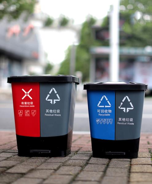Treadle Type Sorting Trash Can Dry And Wet Twin Sorting Garbage Can