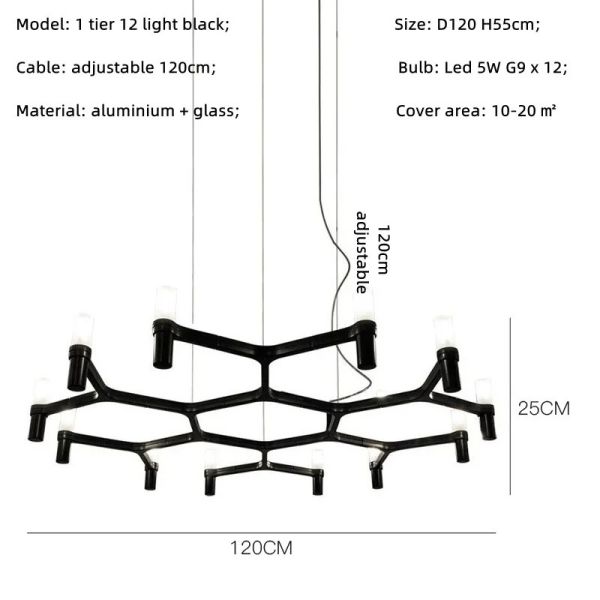 Crown Major Pendant lamp Nordic Tube chrome chandelier Crown Plana Mega Pendant(WH-AP-637)