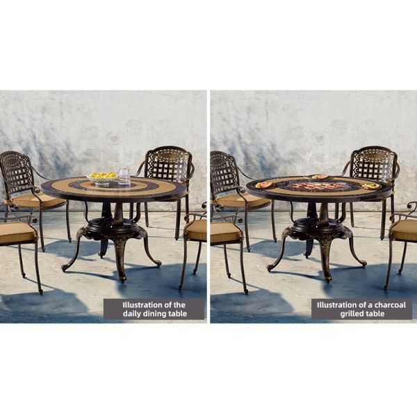 Outdoor Dining Table Patio Barbecues Grain Table And Chair Set For Garden Courtyard