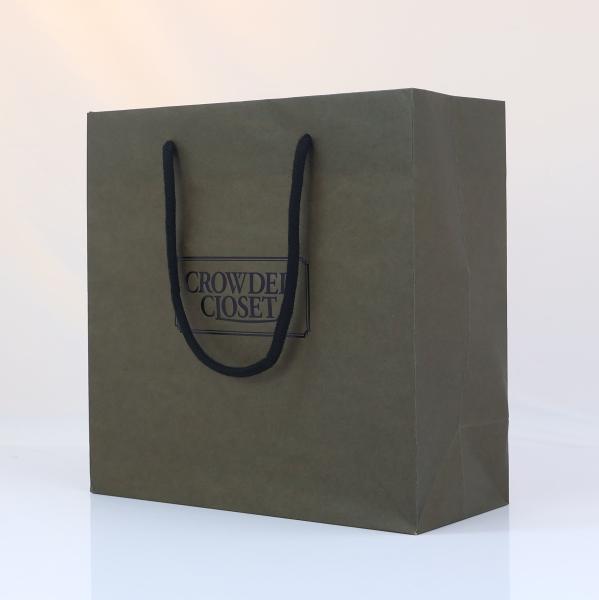 Hand Length Handle Gravure Printing Cardboard Paper Gift Bag Packaging for Manufacture