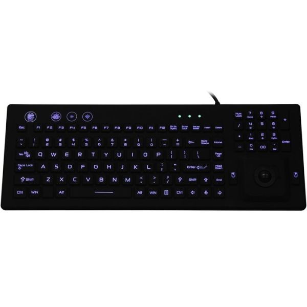 Черная силикона клавиатура компакта ультра, указывая освещенная контржурным свет