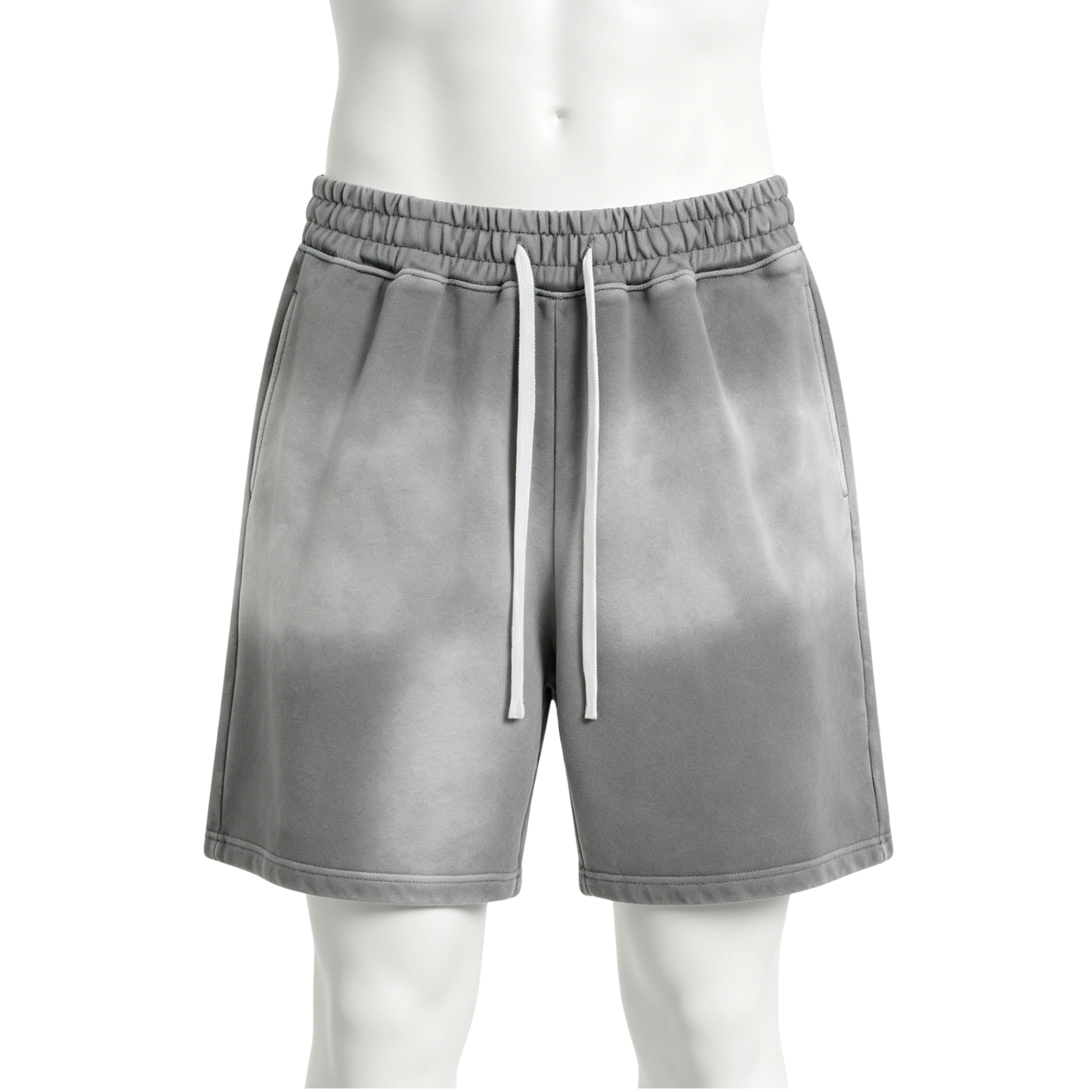 Retro Loose Mens Shorts Spray Wash Cotton Elastic Shorts Blank