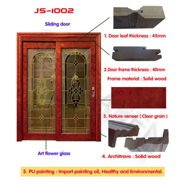 GMC Exterior Glass Wood Sliding Door 6 Layers Painting Water Proof