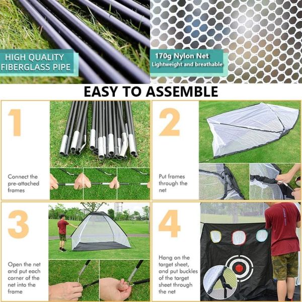 Golf Hitting Cage Practice Aid For Outdoor, Golf Practice Net, Hitting Aids Nets, Portable Golf Impact Nets Cages