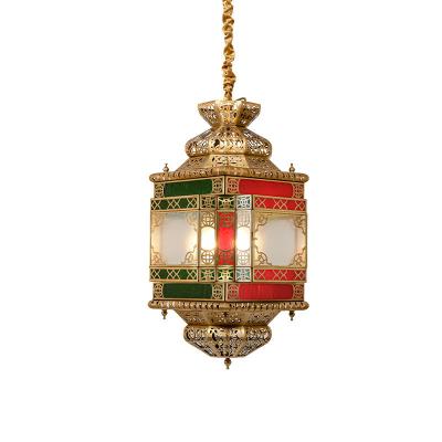 Colored Xinjiang Style Vintage Copper Chandelier LED For Hotel