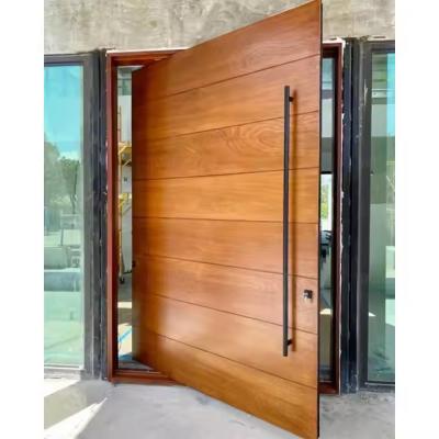 Commercial Clear Glass Front Pivot Iron Door with Steel and Aluminum Graphic Design