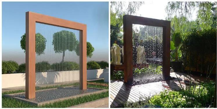 Фонтан особенности воды Corten каскада водопада ржавчины украшения сада стальной
