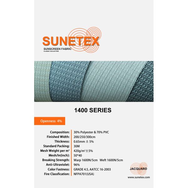 Openness 4% Jacquard Polyester Sunscreen Fabric Anti UV 96%