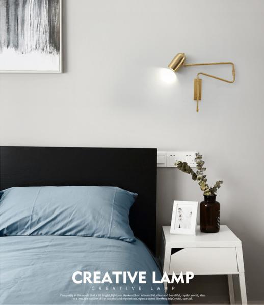 Adjustable Long-Arm retractable wall lamp Creative with switch Reading Bedside retractable light（WH-OR-49)