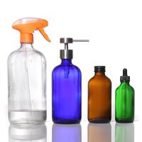 Garrafas de vidro de âmbar 200 ml vazias garrafa de loção cosmética com gatilho