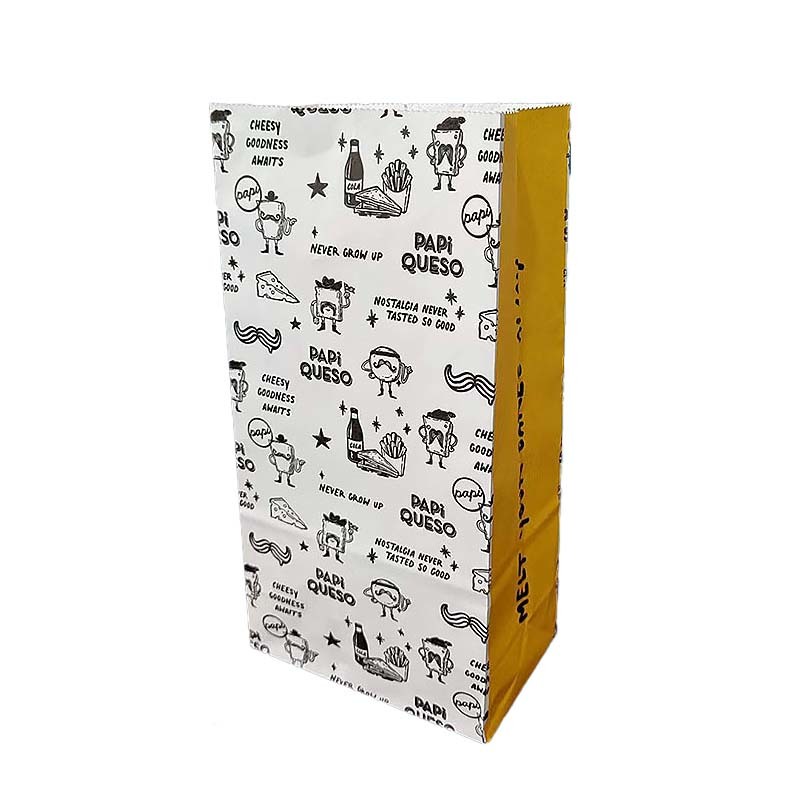Custom SOS Paper Bags Self Opening Square Bottom Kraft Bags For Bakery Bread Takeaway Packaging