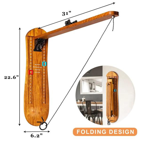 Jeu de lancer des anneaux en bois pour adultes, jeux en plein air, jeu de crochet et d'anneau avec bras pliable