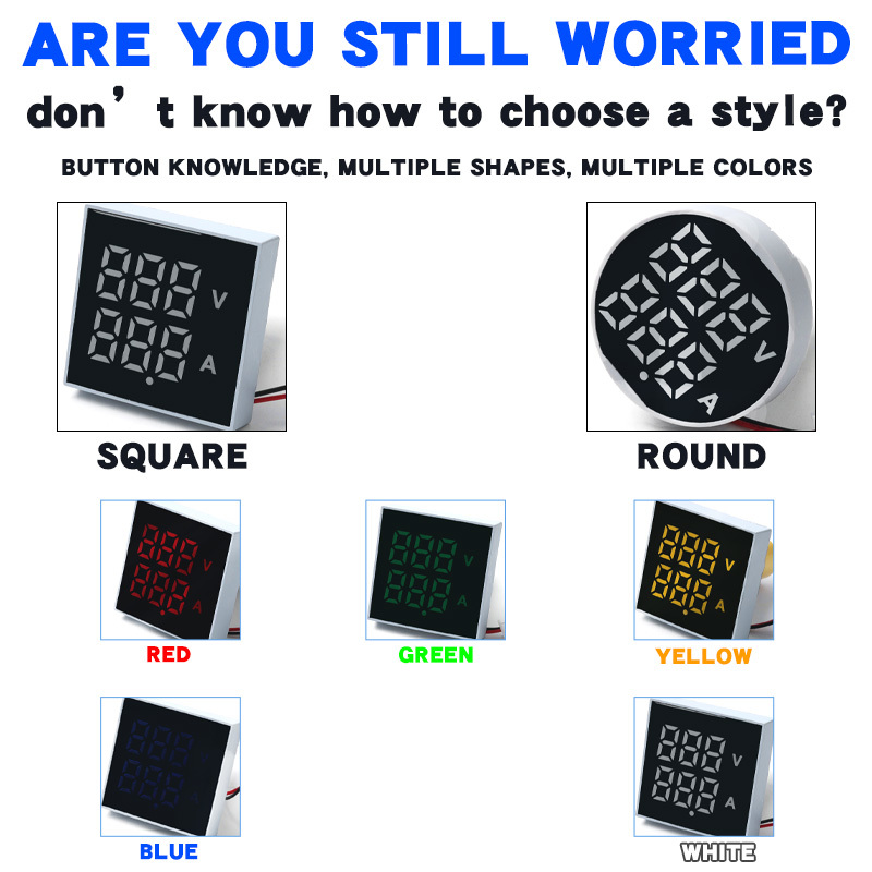 Dual Display LED Voltmeter and Ammeter Panel Meters with Small Digital Indicators AD112-50 Type