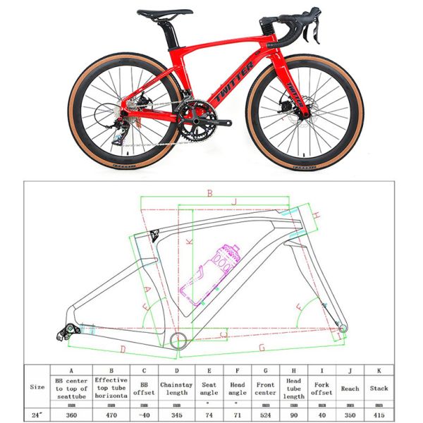 24 Inch Cyclocross High Modulus Carbon Fiber Road Bikes Disc Brake