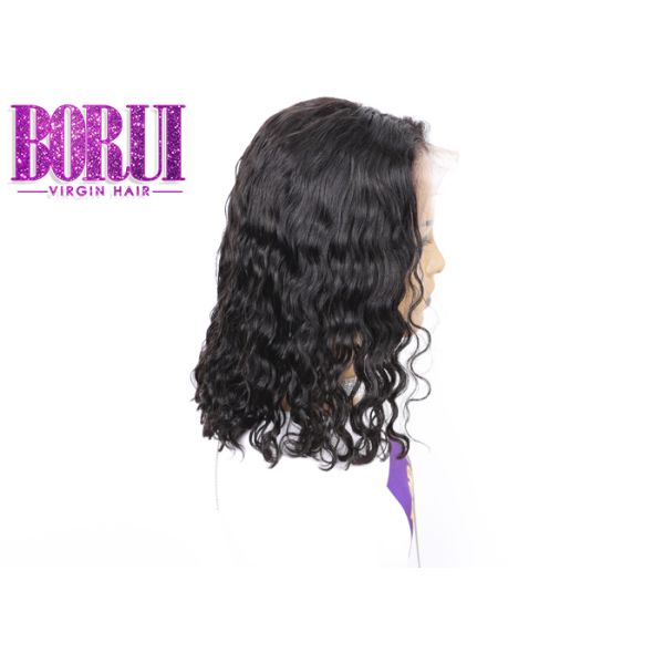 180 Density Human Hair Lace Front Wigs Pre Plucked Malaysian Water Wave Bob Wigs