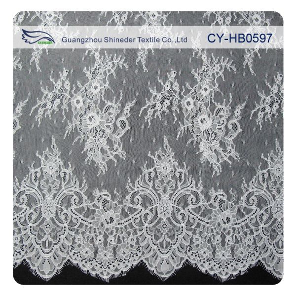 Fashion Nylon Stretch Eyelash Ruffled Lace Trim / Embroidered Lace Fabric
